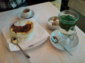 The sutlac, espresso and mint tea