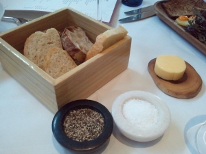 Bread box, butter, salt & pepper