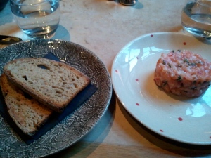 Sourdough toast and salmon tartare
