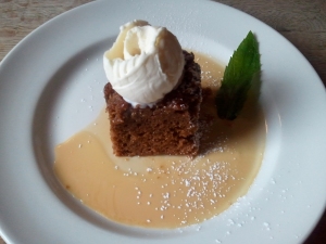 Not to big not too small but just right sized sticky toffee pudding