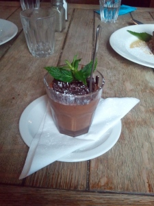 Glass of chocolate mousse 